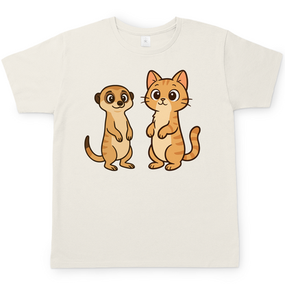 Herren T-Shirt Personalisiert - Stehende Katze mit Erdmännchen, sarkastisch