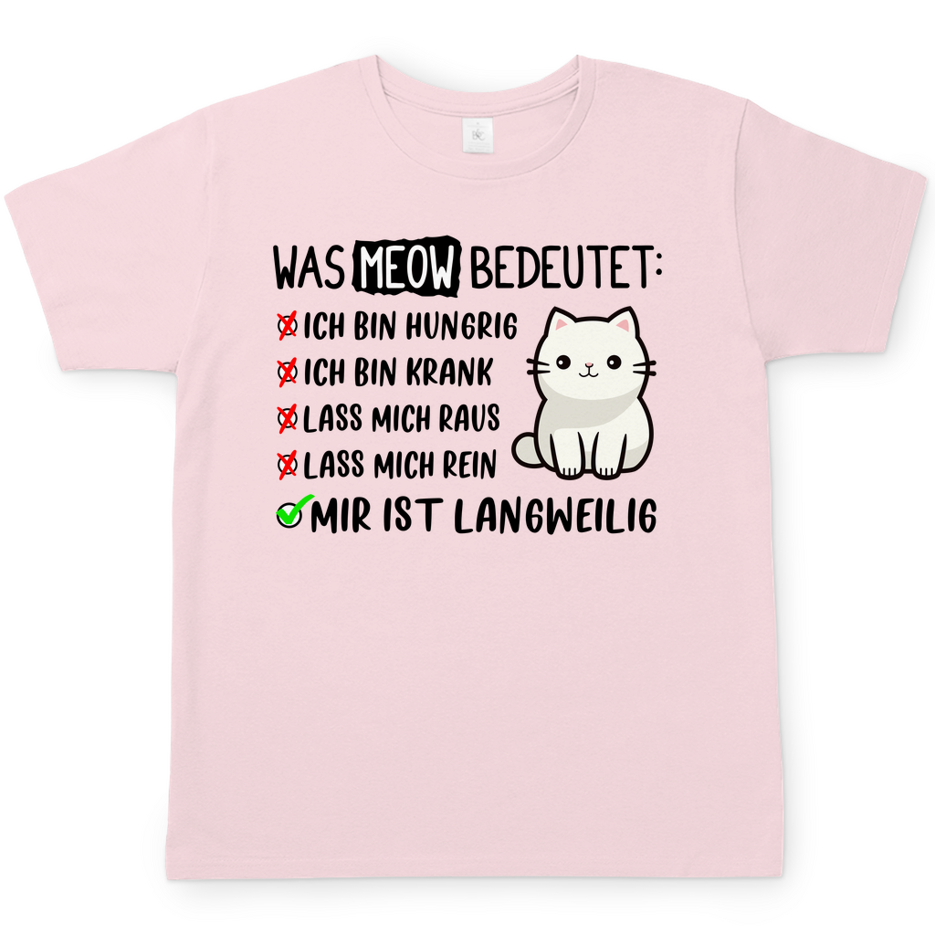 Herren T-Shirt - Was Meow bedeutet - Lustiges Katzensprache Design