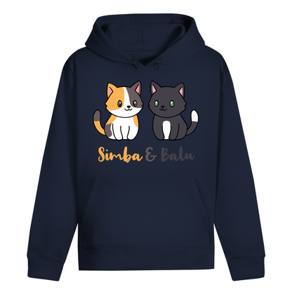 ST/ST Drummer Hoodie Personalisiert - Zwei Individuelle Cartoon Katzen mit Namen