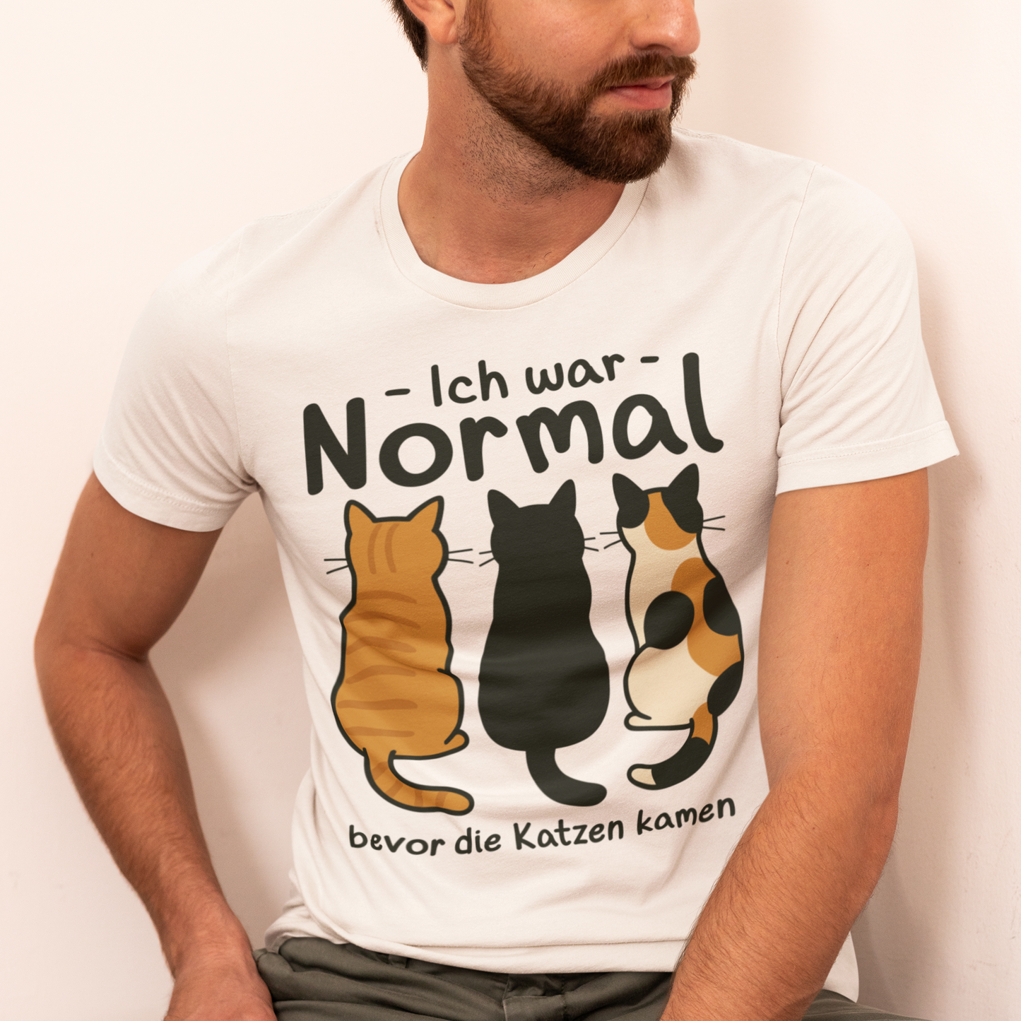 Herren T-Shirt Ich war Normal, bevor die Katzen kamen