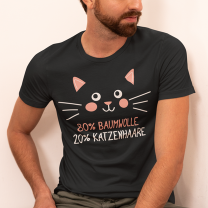 Herren T-Shirt - 80% Baumwolle 20% Katzenhaare – Witziges Katzen-Spruchmotiv