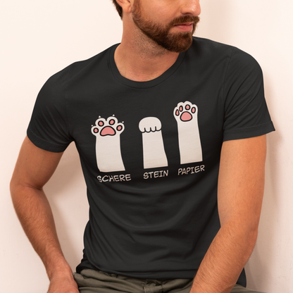 Herren T-Shirt - Katzenpfoten – Schere, Stein, Papier