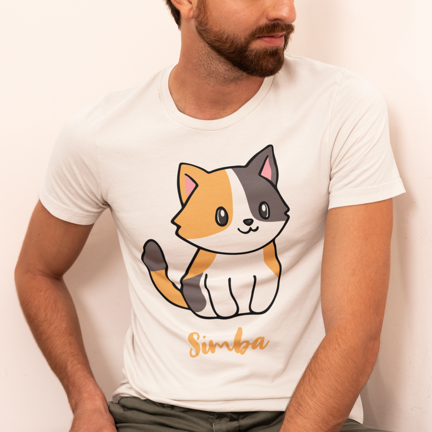 Herren T-Shirt Personalisiert - Eine Individuelle Cartoon Katze mit Name