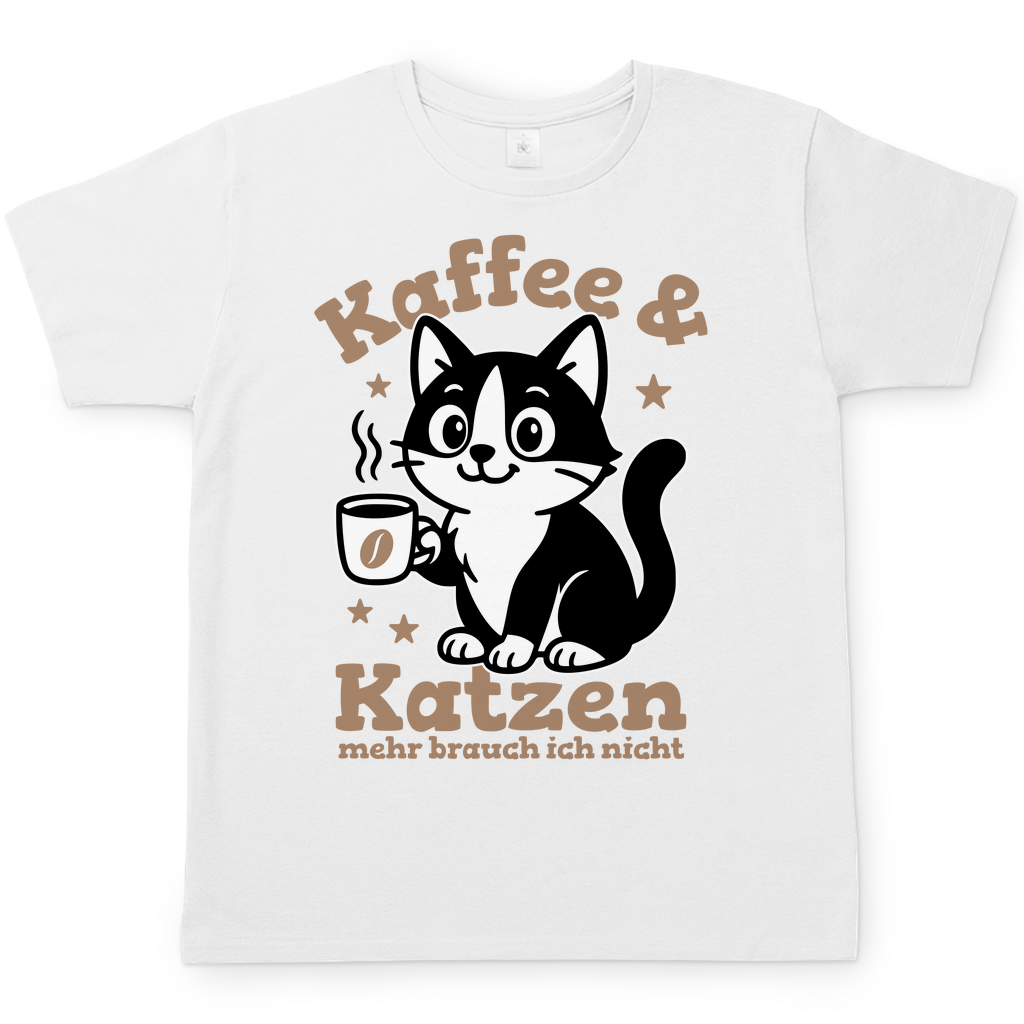 Herren T-Shirt - Kaffee & Katzen – Niedliches Motiv für Kaffeeliebhaber
