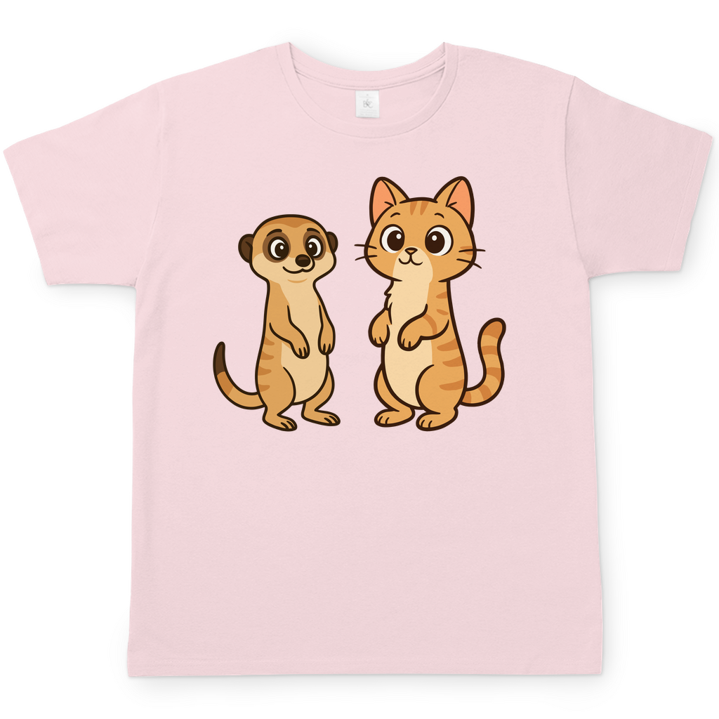 Herren T-Shirt Personalisiert - Stehende Katze mit Erdmännchen, sarkastisch