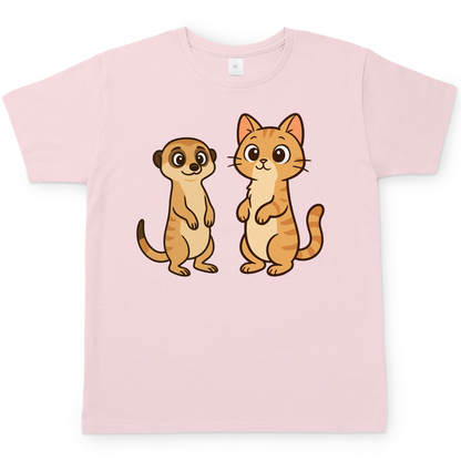 Herren T-Shirt Personalisiert - Stehende Katze mit Erdmännchen, sarkastisch
