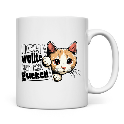 Tasse Ich wollte nur mal gucken - Hinterhältig Katze