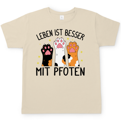 Herren T-Shirt Leben ist besser mit Pfoten