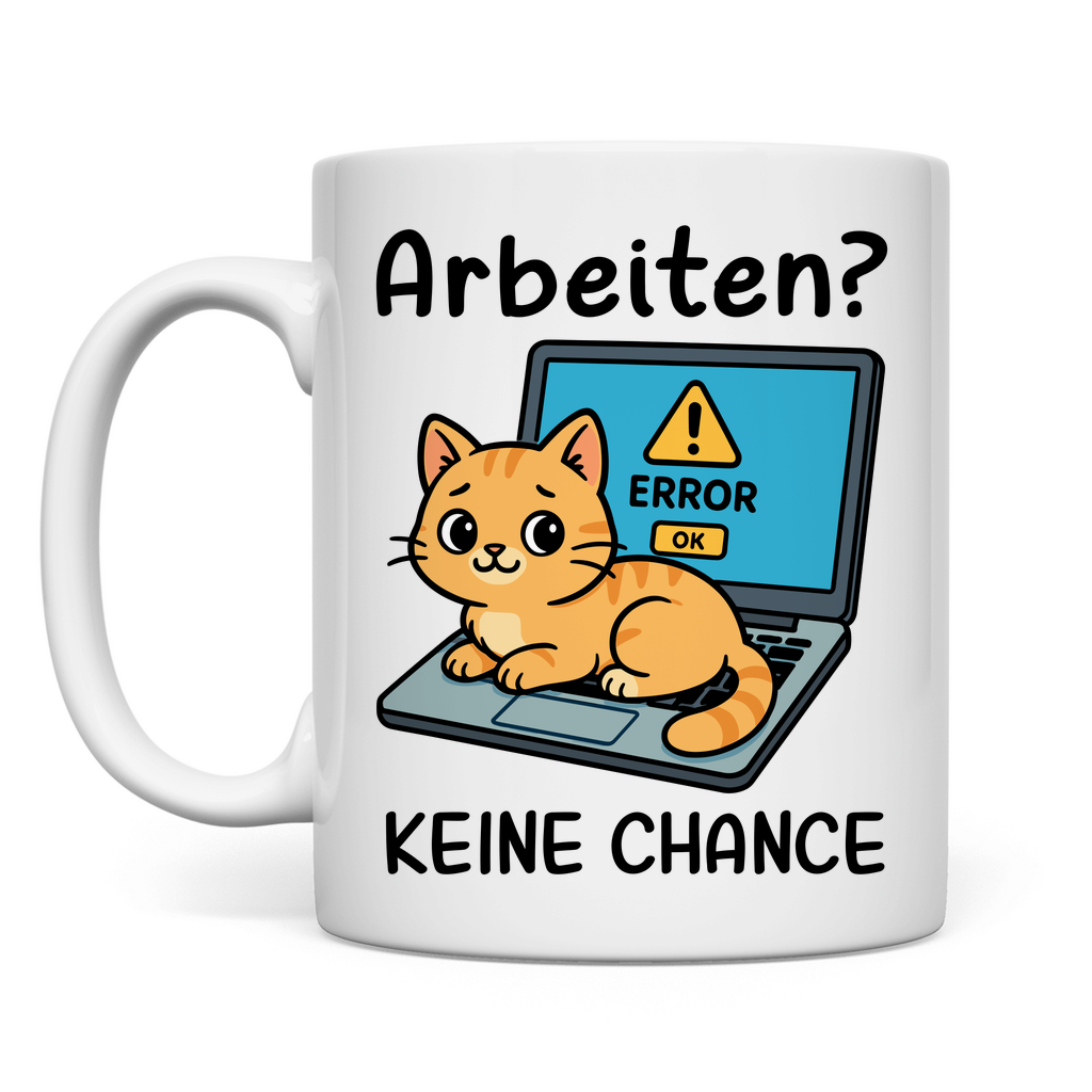 Tasse Arbeiten? Keine Chance - Katze sitzt auf Laptop