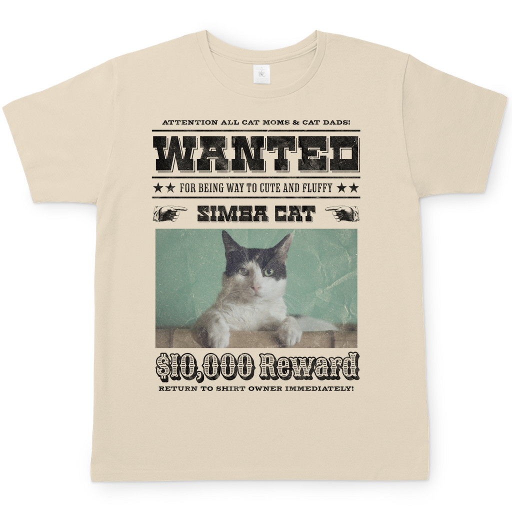 Herren T-Shirt Personalisiert - Western Wanted Individuelles Katzen Design