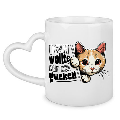 Tasse mit Herzhenkel Ich wollte nur mal gucken - Hinterhältig Katze