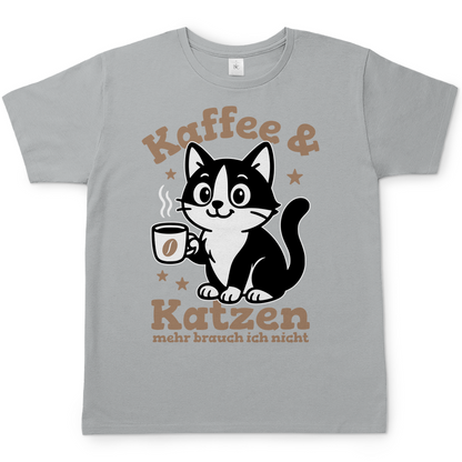 Herren T-Shirt - Kaffee & Katzen – Niedliches Motiv für Kaffeeliebhaber