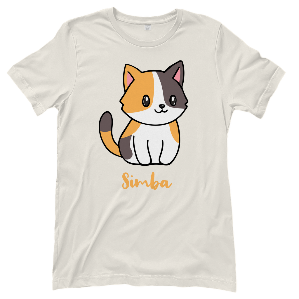 Damen T-Shirt Personalisiert - Eine Individuelle Cartoon Katze mit Name