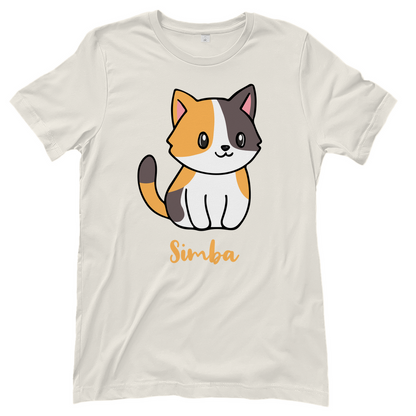 Damen T-Shirt Personalisiert - Eine Individuelle Cartoon Katze mit Name
