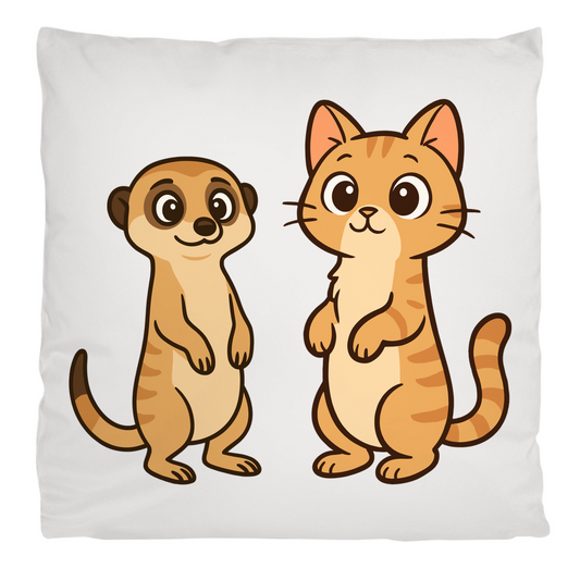 Kopfkissen flauschig Personalisiert - Stehende Katze mit Erdmännchen, sarkastisch