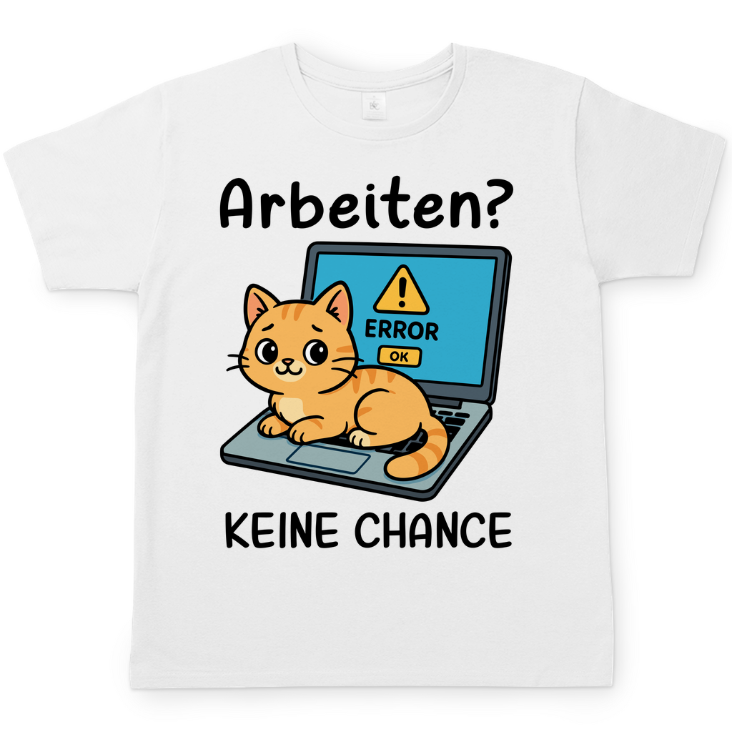 Herren T-Shirt Arbeiten? Keine Chance - Katze sitzt auf Laptop