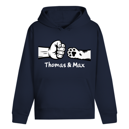 ST/ST Drummer Hoodie Personalisiert - Mann und Katze Fistpump mit Namen