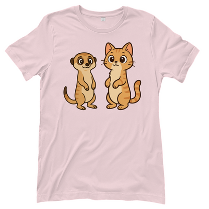 Damen T-Shirt Personalisiert - Stehende Katze mit Erdmännchen, sarkastisch