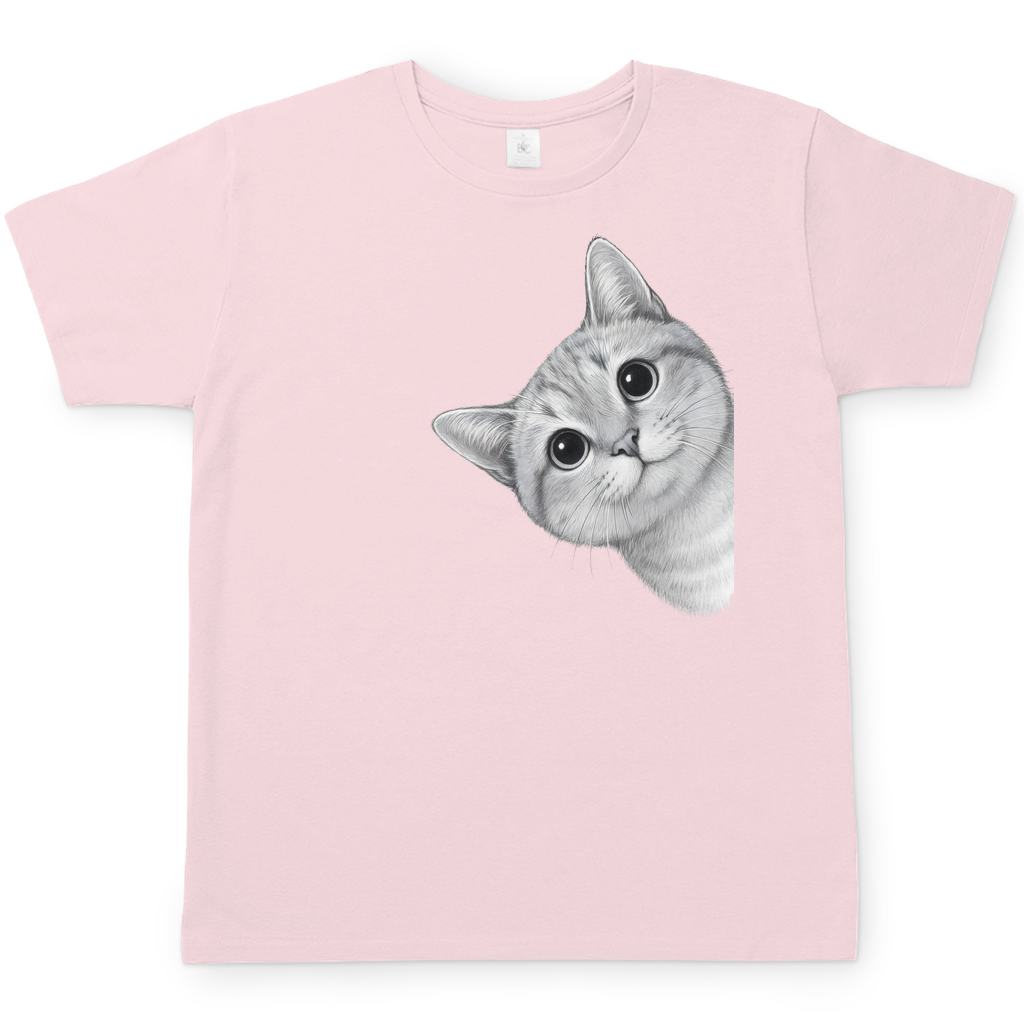 Herren T-Shirt - Sneaky Cat – Neugierige Katze schaut um die Ecke