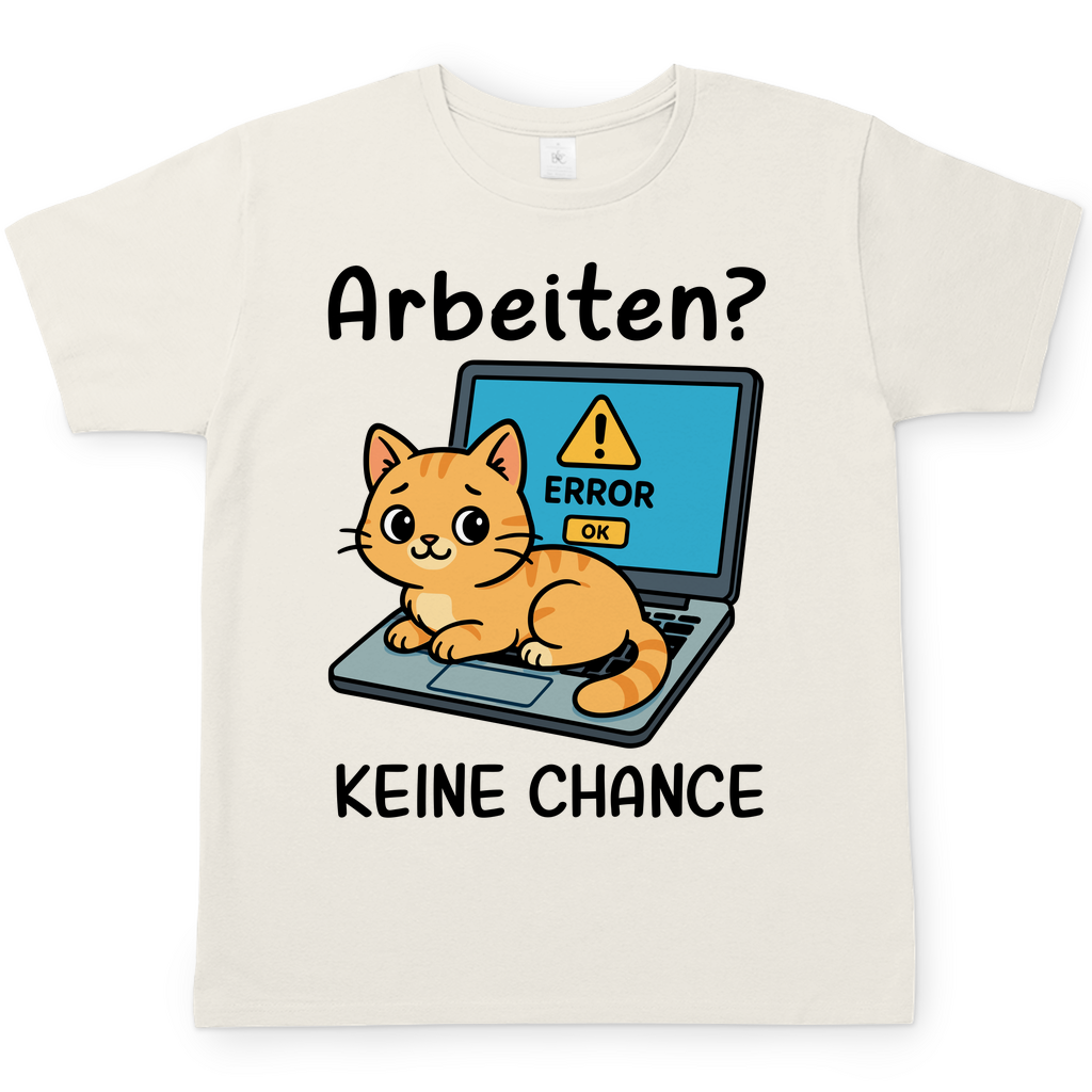 Herren T-Shirt Arbeiten? Keine Chance - Katze sitzt auf Laptop