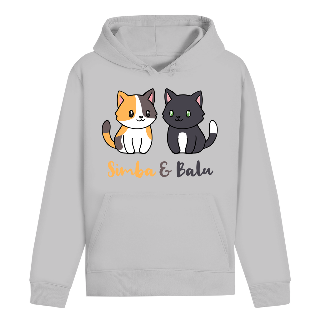 ST/ST Drummer Hoodie Personalisiert - Zwei Individuelle Cartoon Katzen mit Namen