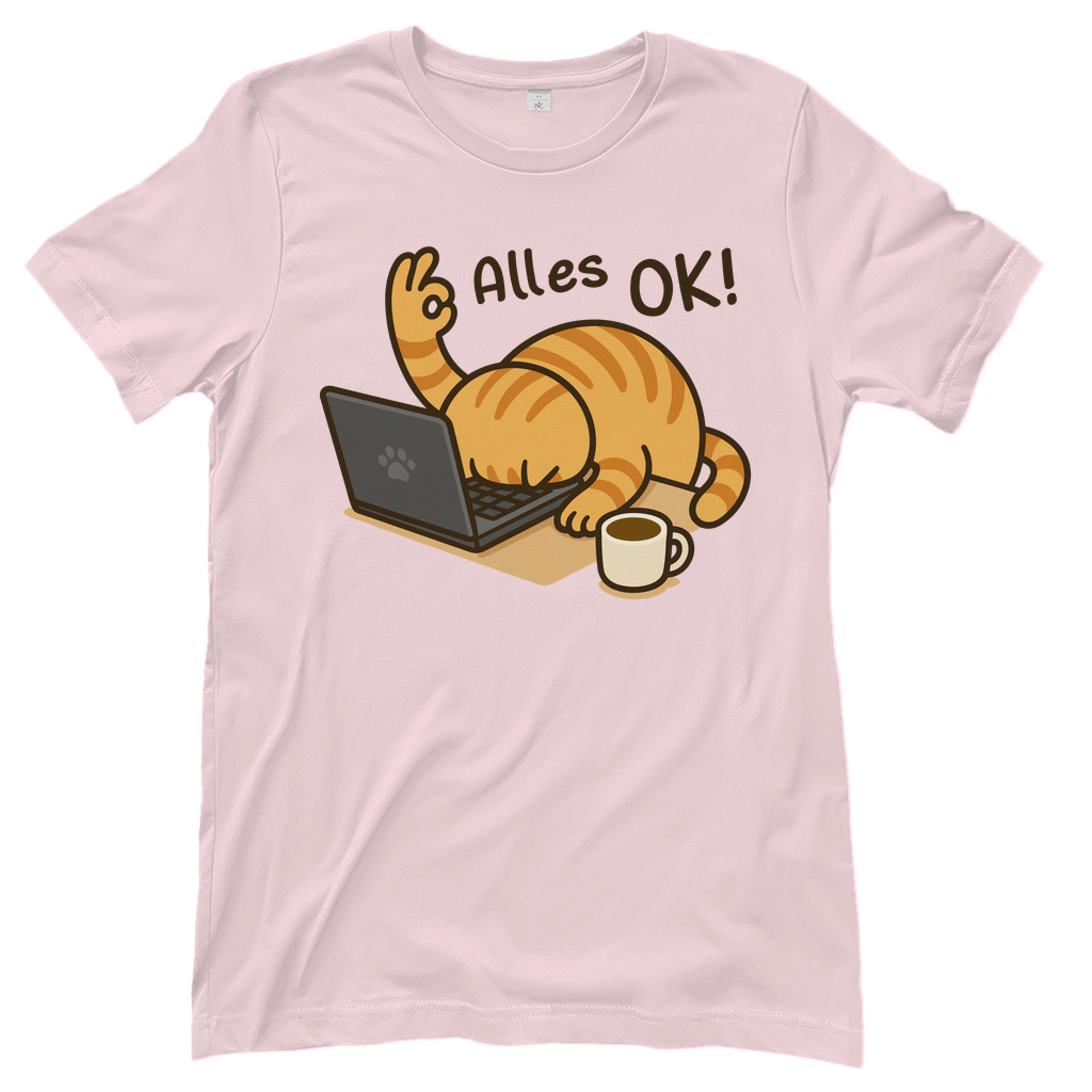 Damen T-Shirt - Alles OK Katze – Lustiges Katzenmotiv am Laptop