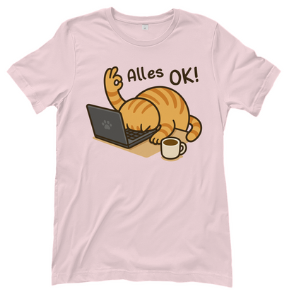 Damen T-Shirt - Alles OK Katze – Lustiges Katzenmotiv am Laptop