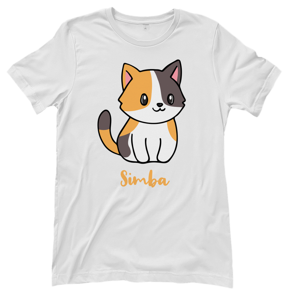Damen T-Shirt Personalisiert - Eine Individuelle Cartoon Katze mit Name