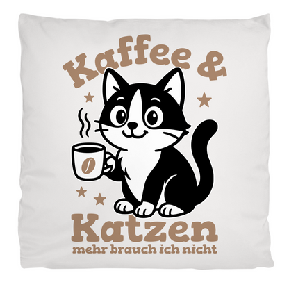 Kopfkissen flauschig - Kaffee & Katzen – Niedliches Motiv für Kaffeeliebhaber