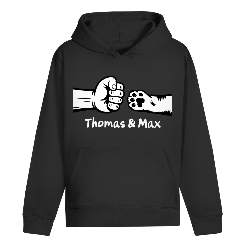ST/ST Drummer Hoodie Personalisiert - Mann und Katze Fistpump mit Namen