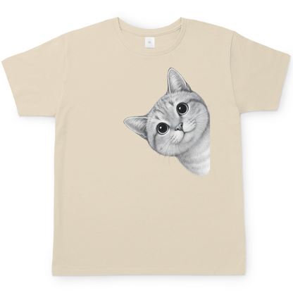Herren T-Shirt - Sneaky Cat – Neugierige Katze schaut um die Ecke