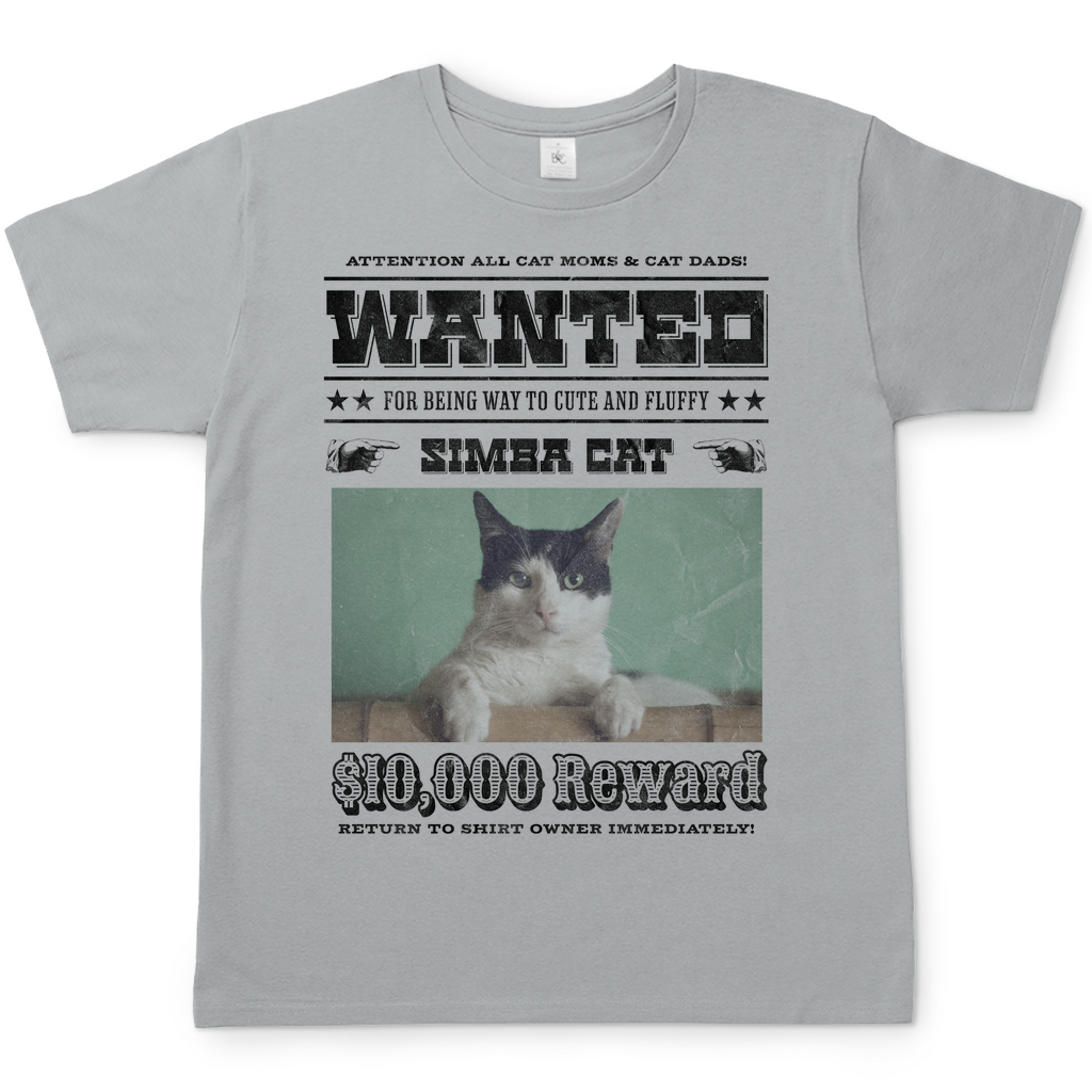 Herren T-Shirt Personalisiert - Western Wanted Individuelles Katzen Design