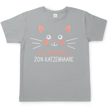 Herren T-Shirt - 80% Baumwolle 20% Katzenhaare – Witziges Katzen-Spruchmotiv