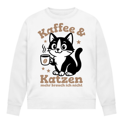 Damen Sweatshirt - Kaffee & Katzen – Niedliches Motiv für Kaffeeliebhaber