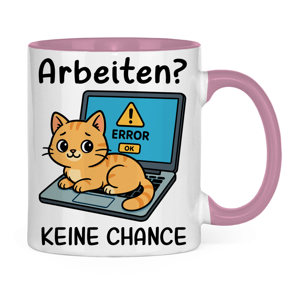 Tasse zweifarbig Arbeiten? Keine Chance - Katze sitzt auf Laptop