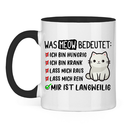Tasse zweifarbig Dicke Katze - Alles OK!