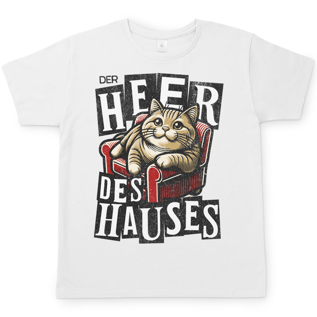 Herren T-Shirt Der Heer des Hauses - Katze auf Sofa