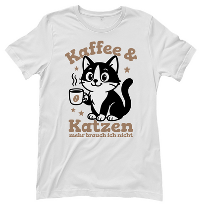 Damen T-Shirt - Kaffee & Katzen – Niedliches Motiv für Kaffeeliebhaber
