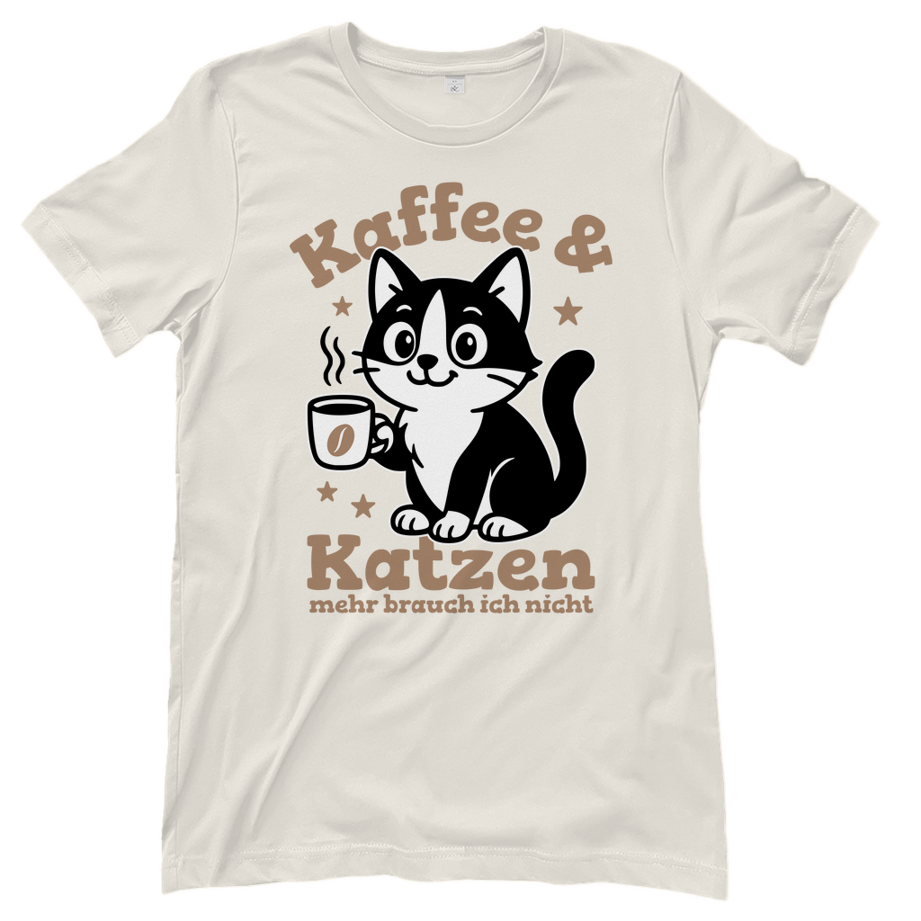 Damen T-Shirt - Kaffee & Katzen – Niedliches Motiv für Kaffeeliebhaber