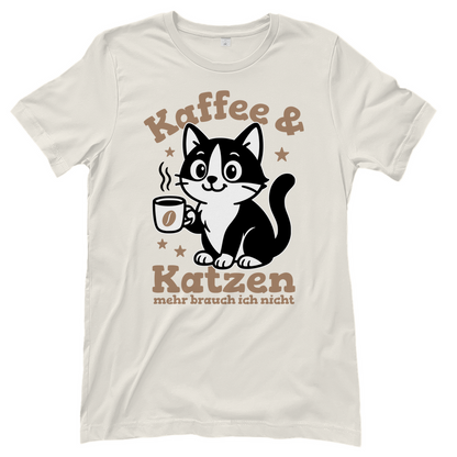 Damen T-Shirt - Kaffee & Katzen – Niedliches Motiv für Kaffeeliebhaber