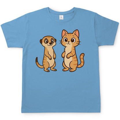 Herren T-Shirt Personalisiert - Stehende Katze mit Erdmännchen, sarkastisch