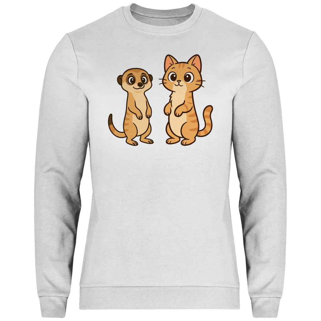 Herren Sweatshirt Personalisiert - Stehende Katze mit Erdmännchen, sarkastisch