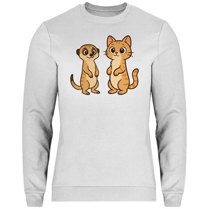 Herren Sweatshirt Personalisiert - Stehende Katze mit Erdmännchen, sarkastisch