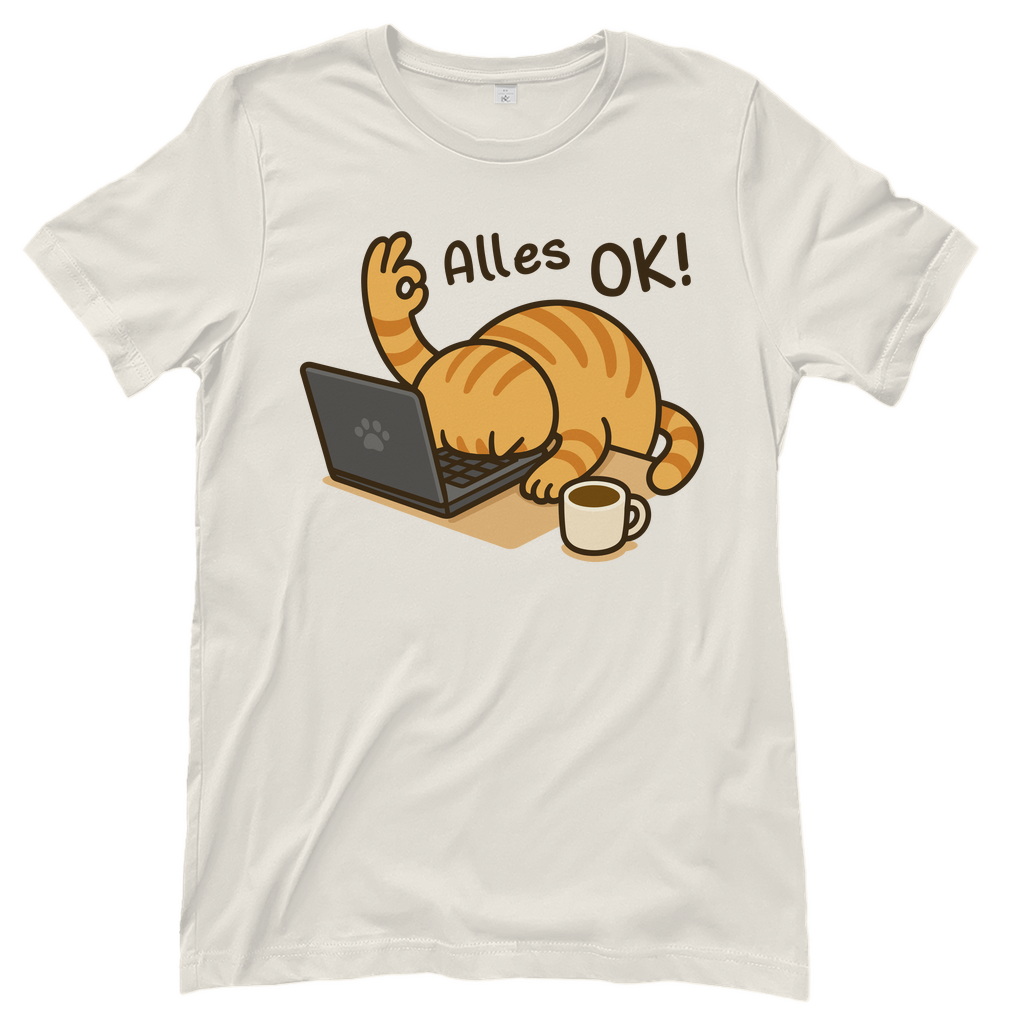 Damen T-Shirt - Alles OK Katze – Lustiges Katzenmotiv am Laptop