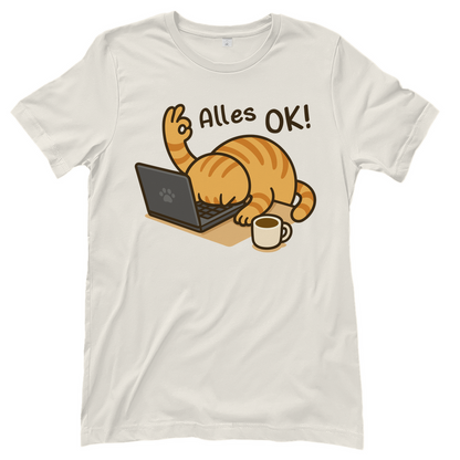 Damen T-Shirt - Alles OK Katze – Lustiges Katzenmotiv am Laptop