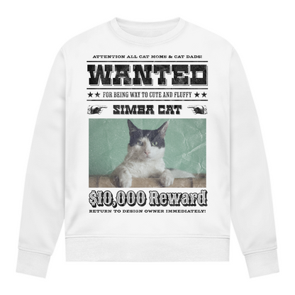 Damen Sweatshirt Personalisiert - Wanted Cat - Western Katzen Fahndungsfoto