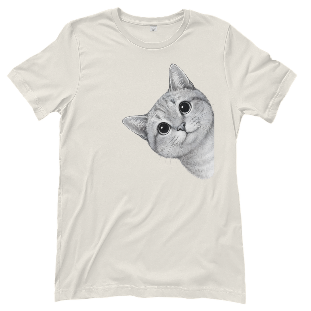 Damen T-Shirt - Sneaky Cat – Neugierige Katze schaut um die Ecke