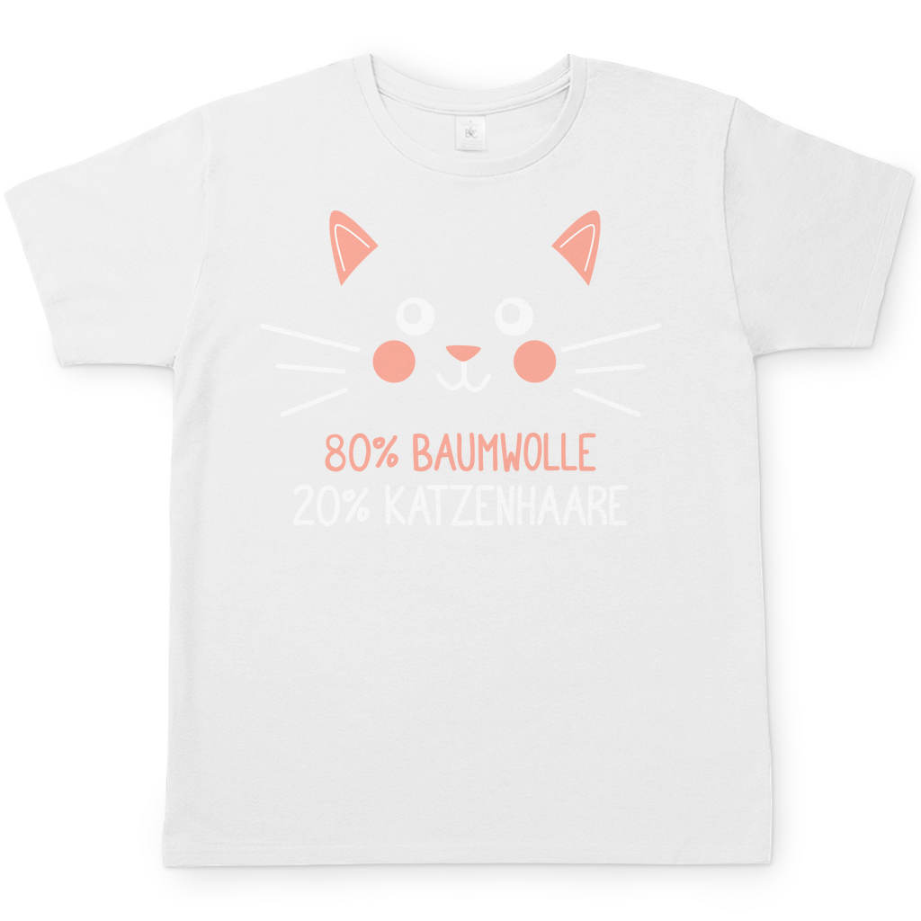Herren T-Shirt - 80% Baumwolle 20% Katzenhaare – Witziges Katzen-Spruchmotiv