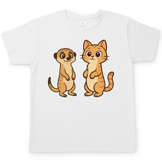 Herren T-Shirt Personalisiert - Stehende Katze mit Erdmännchen, sarkastisch