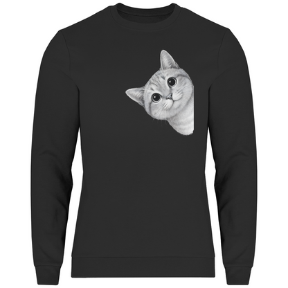 Herren Sweatshirt - Sneaky Cat – Neugierige Katze schaut um die Ecke